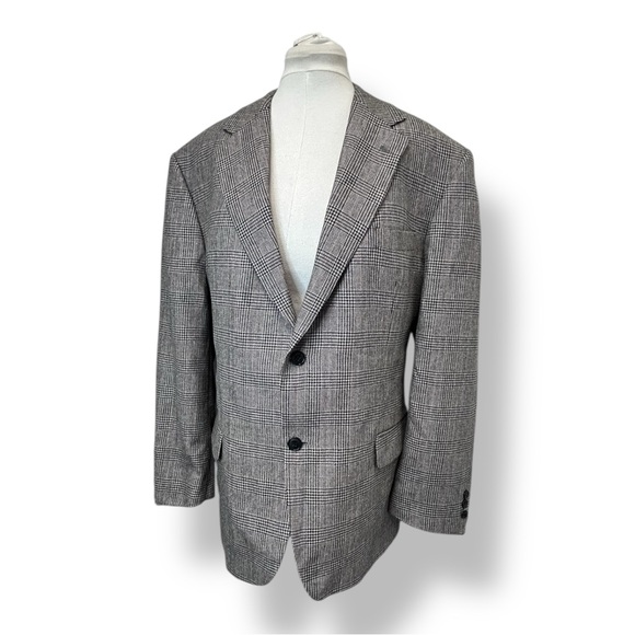 GianFranco Ruffini Mens Houndstooth Silk & Wool Woven Blend Italian Blazer 46R